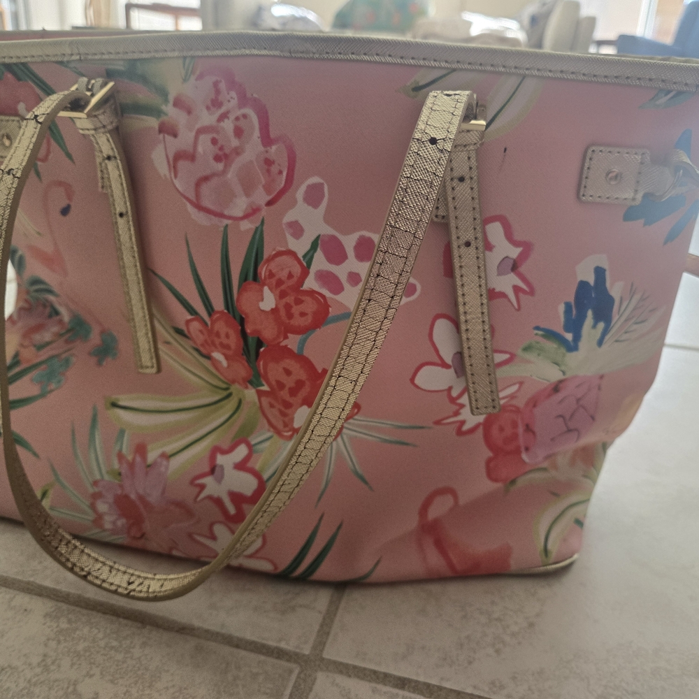 Spartina 449 Retreat Jetsetter Tote Flamingo Floral - Picture 6 of 7
